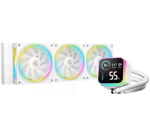Система водяного охлаждения Deepcool LQ360 Wh ARGB Soc-AM5/AM4/1200/1700/1851 белый 4-pin 38.71dB Al LCD 350W 1840gr Ret (R-LQ360-WHDSMC-G-1)