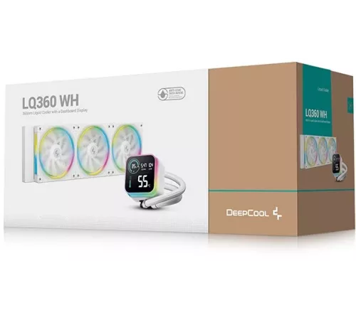Система водяного охлаждения Deepcool LQ360 Wh ARGB Soc-AM5/AM4/1200/1700/1851 белый 4-pin 38.71dB Al LCD 350W 1840gr Ret (R-LQ360-WHDSMC-G-1)