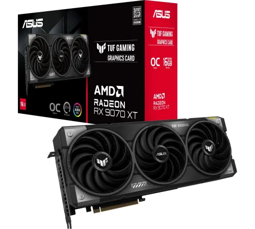 Видеокарта Asus PCI-E TUF-RX9070XT-O16G-GAMING AMD Radeon RX 9070XT 16Gb 256bit GDDR6 2175/20000 HDMIx2 DPx2 HDCP Ret Видеокарта Asus PCI-E TUF-RX9070XT-O16G-GAMING AMD Radeon RX 9070XT 16Gb 256bit GDDR6 2175/20000 HDMIx2 DPx2 HDCP Ret