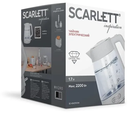 Чайник электрический Scarlett SC-EK27G104 1.7л. 2200Вт белый корпус: стекло Чайник электрический Scarlett SC-EK27G104 1.7л. 2200Вт белый корпус: стекло