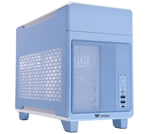 Корпус Thermaltake TR100 Hydrangea голубой без БП miniITX 8x140mm 2x200mm 2xUSB3.0 1xUSB3.1 audio bott PSU