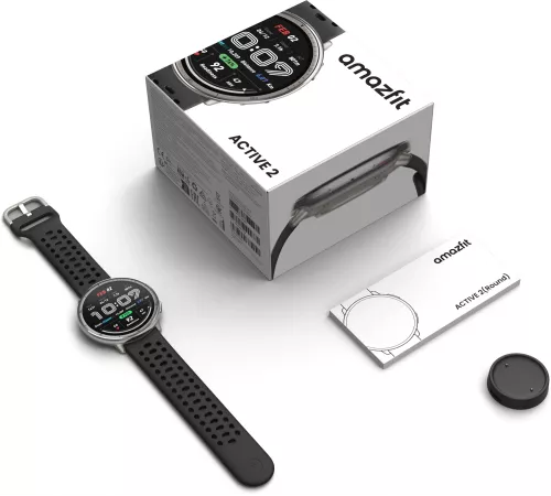 Смарт-часы Amazfit Active 2R A2437 43.9мм 1.32" AMOLED корп.серебристый рем.черный разм.брасл.:135-195мм (6970100377712)