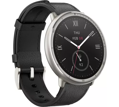 Смарт-часы Amazfit Active 2R A2437 Premium 43.9мм 1.32" AMOLED корп.серебристый рем.черный разм.брасл.:150-210мм (1746931)