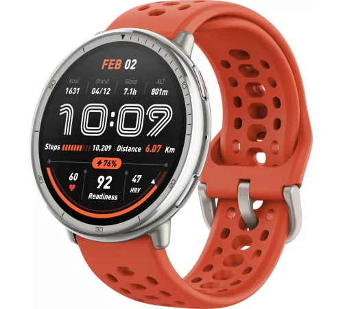 Смарт-часы Amazfit Active 2R A2437 Premium 43.9мм 1.32" AMOLED корп.серебристый рем.черный разм.брасл.:150-210мм (1746931)