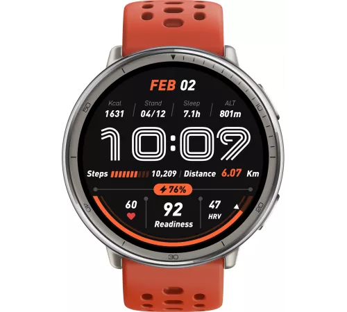 Смарт-часы Amazfit Active 2R A2437 Premium 43.9мм 1.32" AMOLED корп.серебристый рем.черный разм.брасл.:150-210мм (1746931)