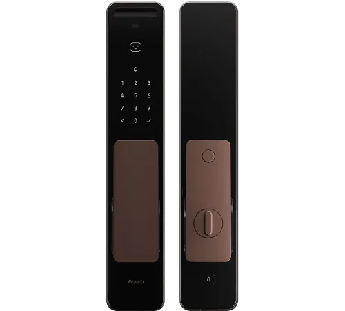 Умный замок Aqara ML-D01D врезной разбл.отпеч.паль./код/пар/NFC/прил/мех.кл 5000mAh бронзовый/черный