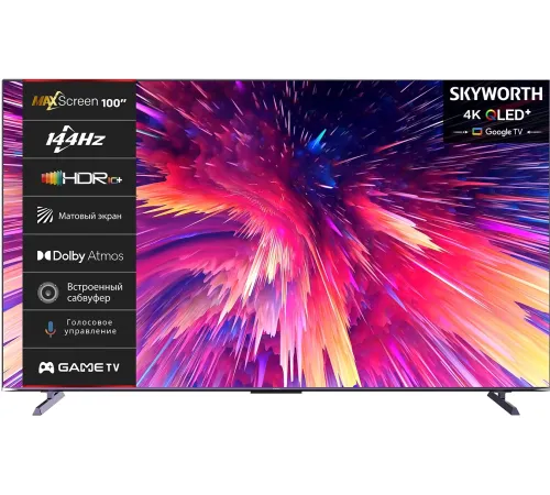 Телевизор QLED Skyworth 100" 100Q79G Google TV Frameless фиолетовый 4K Ultra HD 120Hz DVB-T DVB-T2 DVB-C DVB-S DVB-S2 USB WiFi Smart TV Телевизор QLED Skyworth 100" 100Q79G Google TV Frameless фиолетовый 4K Ultra HD 120Hz DVB-T DVB-T2 DVB-C DVB-S DVB-S2 USB WiFi Smart TV