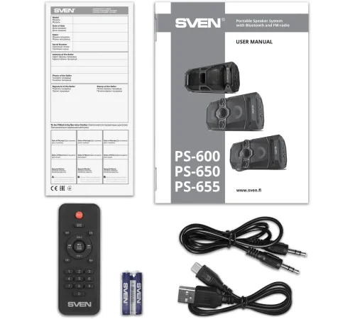 Колонка порт. Sven PS-655 черный 50W 1.0 BT/3.5Jack 4400mAh (SV-020163)