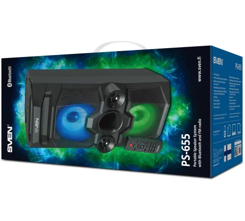 Колонка порт. Sven PS-655 черный 50W 1.0 BT/3.5Jack 4400mAh (SV-020163)