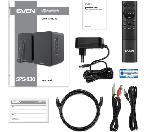 Колонки Sven АС SPS-830 2.0 черный 60Вт BT