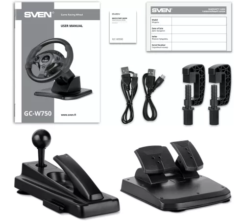 Руль Sven GC-W750 16кноп. (с педалями) черный