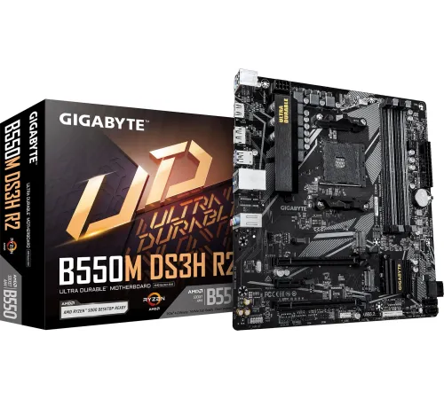 Материнская плата Gigabyte B550M DS3H R2 Soc-AM4 AMD B550 4xDDR4 mATX AC`97 8ch(7.1) GbLAN RAID+HDMI+DP