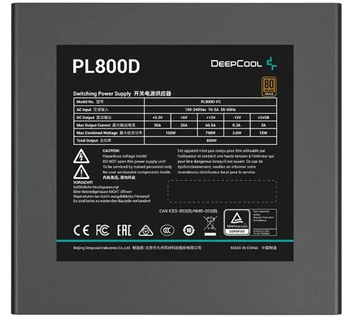 Блок питания Deepcool ATX 800W PL800D BULK 80+ bronze (20+4pin) APFC 120mm fan 8xSATA