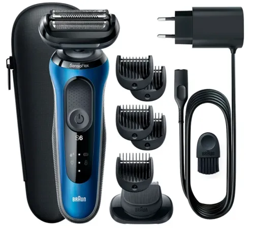 Бритва сетчатая Braun Series 6 61-B1500s реж.эл.:3 питан.:аккум. синий/черный Бритва сетчатая Braun Series 6 61-B1500s реж.эл.:3 питан.:аккум. синий/черный