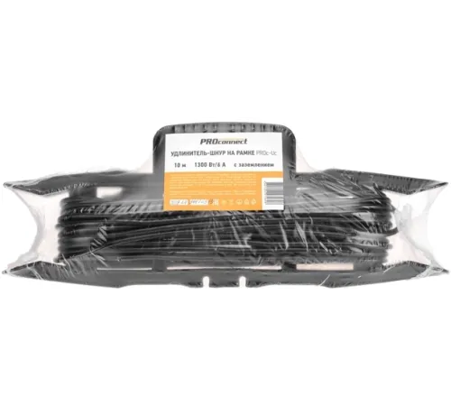 Удлинитель силовой PROconnect PROc-Uc (13-4913) 2x0.75кв.мм 1розет. 10м ПВС 6A пласт.рамка черный