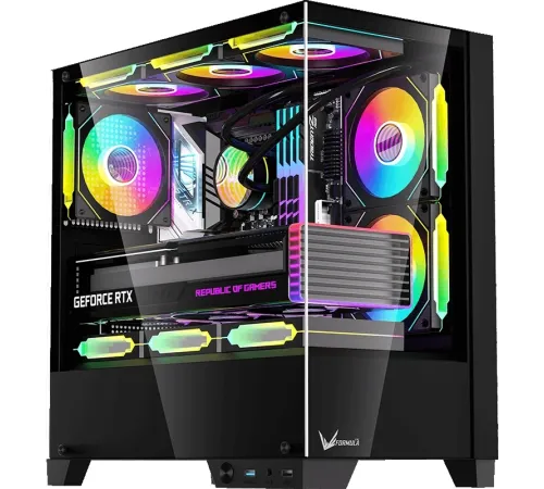 Корпус Formula Crystal Z1M Plus FR черный без БП mATX 5x120mm 2xUSB3.0 1xUSB3.1 audio bott PSU Корпус Formula Crystal Z1M Plus FR черный без БП mATX 5x120mm 2xUSB3.0 1xUSB3.1 audio bott PSU
