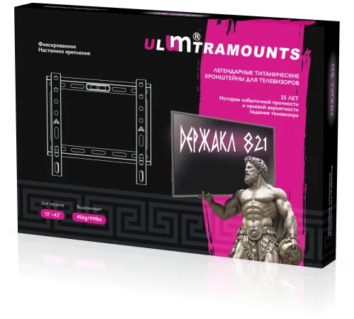 Кронштейн для телевизора Ultramounts UM821 черный 13"-43" макс.45кг настенный фиксированный Кронштейн для телевизора Ultramounts UM821 черный 13"-43" макс.45кг настенный фиксированный