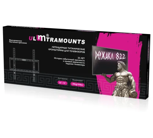 Кронштейн для телевизора Ultramounts UM822 черный 32"-75" макс.45кг настенный фиксированный Кронштейн для телевизора Ultramounts UM822 черный 32"-75" макс.45кг настенный фиксированный