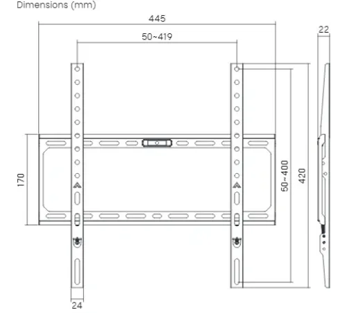 Кронштейн для телевизора Ultramounts UM822 черный 32"-75" макс.45кг настенный фиксированный Кронштейн для телевизора Ultramounts UM822 черный 32"-75" макс.45кг настенный фиксированный