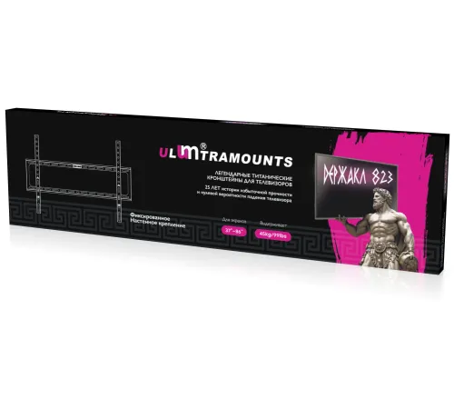 Кронштейн для телевизора Ultramounts UM823 черный 37"-86" макс.45кг настенный фиксированный Кронштейн для телевизора Ultramounts UM823 черный 37"-86" макс.45кг настенный фиксированный
