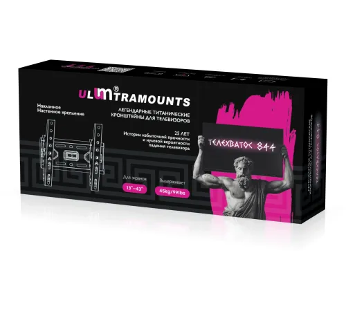 Кронштейн для телевизора Ultramounts UM844 черный 13"-43" макс.45кг настенный наклон Кронштейн для телевизора Ultramounts UM844 черный 13"-43" макс.45кг настенный наклон