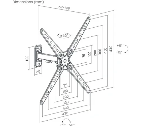 Кронштейн для телевизора Ultramounts UM957 черный 13"-55" макс.25кг настенный поворот и наклон Кронштейн для телевизора Ultramounts UM957 черный 13"-55" макс.25кг настенный поворот и наклон
