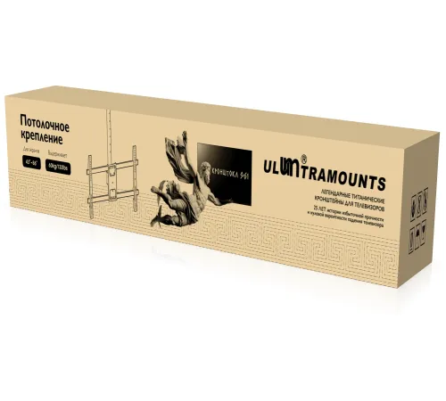 Кронштейн для телевизора Ultramounts UM961 черный 43"-86" макс.60кг потолочный поворот и наклон