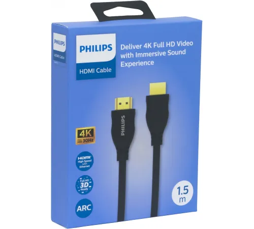 Кабель аудио-видео Philips 4K 30 Гц Full HD HDMI/HDMI 1.5м. позолоч.конт. черный (SWV2110/56) Кабель аудио-видео Philips 4K 30 Гц Full HD HDMI/HDMI 1.5м. позолоч.конт. черный (SWV2110/56)