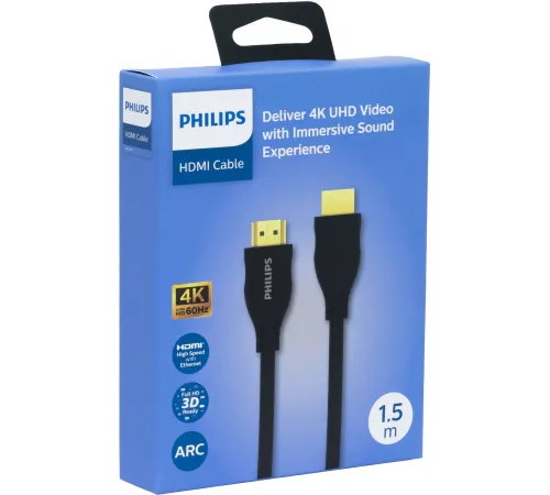Кабель аудио-видео Philips 4K 60 Гц Ultra HD HDMI/HDMI 1.5м. позолоч.конт. черный (SWV4110/56) Кабель аудио-видео Philips 4K 60 Гц Ultra HD HDMI/HDMI 1.5м. позолоч.конт. черный (SWV4110/56)