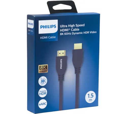 Кабель аудио-видео Philips 8K 60 Гц Ultra HD HDMI/HDMI 1.5м. позолоч.конт. серый (SWV7110/56) Кабель аудио-видео Philips 8K 60 Гц Ultra HD HDMI/HDMI 1.5м. позолоч.конт. серый (SWV7110/56)