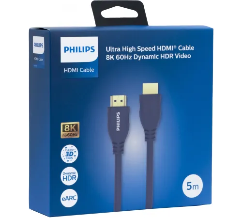 Кабель аудио-видео Philips 8K 60 Гц Ultra HD HDMI/HDMI 5м. позолоч.конт. серый (SWV7150/56) Кабель аудио-видео Philips 8K 60 Гц Ultra HD HDMI/HDMI 5м. позолоч.конт. серый (SWV7150/56)