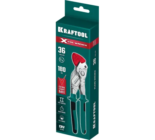 Клещи KRAFTOOL VISE-WRENCH X, 180 мм, клещи переставные-гаечный ключ (22066)