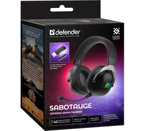 Беспроводная гарнитура DEFENDER Sabotauge (черный, Bluetooth/2.4G) (64486)