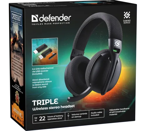 Беспроводная гарнитура Defender Triple BT/2.4G, черный_1
