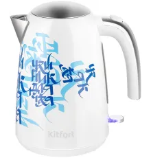 Чайник электрический Kitfort КТ-6772 1.7л. 2200Вт белый/синий корпус: металл/пластик