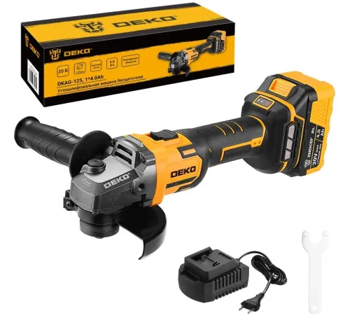Углошлифовальная машина бесщеточная DEKO DKAG-125, 20В, 1*4.0Ач Углошлифовальная машина бесщеточная DEKO DKAG-125, 20В, 1*4.0Ач
