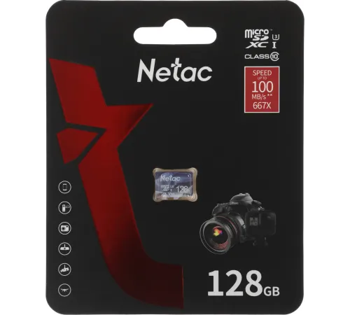 Флеш карта microSDHC 128GB Netac P500 ULTRA <NT02P500ULT-128G-S>  (без SD адаптера) 100MB/s