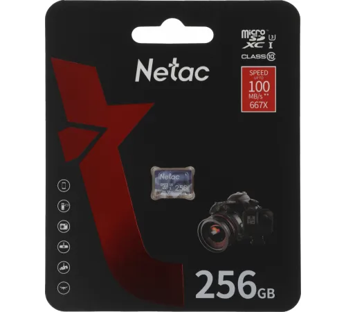 Флеш карта microSDHC 256GB Netac P500 ULTRA <NT02P500ULT-256G-S>  (без SD адаптера) 100MB/s
