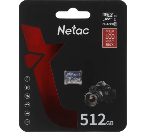 Флеш карта microSDHC 512GB Netac P500 ULTRA <NT02P500ULT-512G-S>  (без SD адаптера) 100MB/s