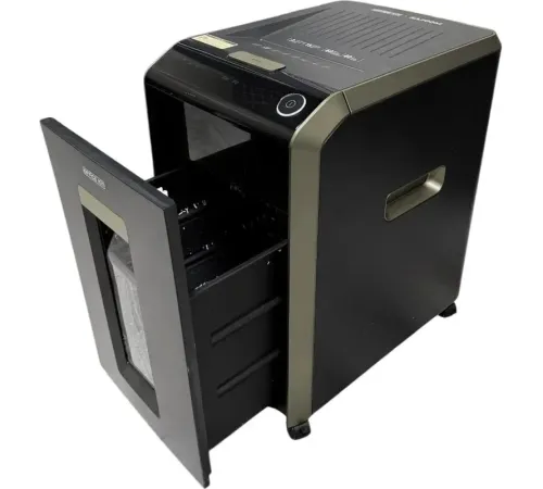Шредер Office Kit SA200С 3,8x10 черный/серый с автоподачей (секр.P-4) фрагменты 220лист. 40лтр. скобы пл.карты