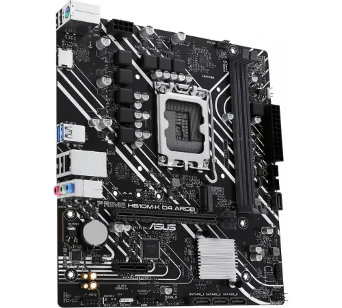 Материнская плата ASUS PRIME H610M-K D4 ARGB, LGA 1700, Intel H610, 2xDDR4, 4xSATA, 1xM.2, 1xPCIe 4.0 x16, 1xHDMI, 1x1Gb LAN, 2xUSB 5Gbps, 4xUSB 2.0, 7.1, mATX