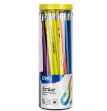 Набор карандашей ч/г Deli EU50806 Scribe НВ шестигран. липа ассорти 1цв. туба (50шт) ластик 50 карандашей