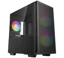Корпус Deepcool CH360 без БП, боковое окно (закаленное стекло), 2x140мм ARGB LED вентилятор спереди и 1x120мм ARGB LED вентилятор сзади, черный, mATX (CH360)