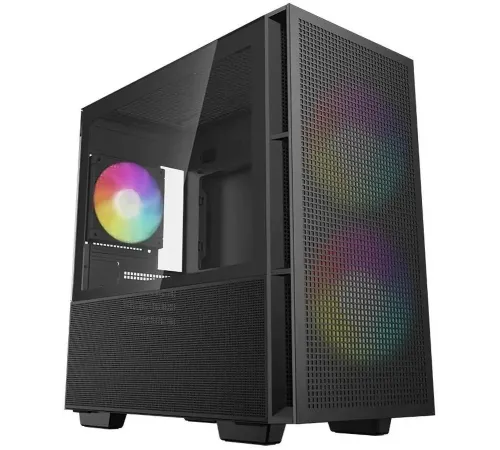 Корпус Deepcool CH360 без БП, боковое окно (закаленное стекло), 2x140мм ARGB LED вентилятор спереди и 1x120мм ARGB LED вентилятор сзади, черный, mATX (CH360)