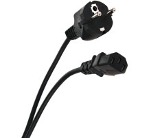 Кабель компьютер - розетка 220V <3.0м> (Европейский стандарт)  <TP021-3.0-BK> VCOM Telecom TP021-3.0-BK