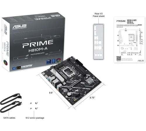 Материнская плана ASUS PRIME PRIME H810M-A-CSM, LGA1700, B810, 2*DDR5, 4*SATA, 2*M.2, 2*USB 3.2, 4*USB 2.0, 1*PCIx16, 1*PCIx1, HDMI+DP, mATX; 90MB1KK0-M0EAYC