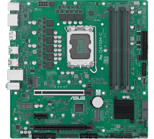 Материнская плата ASUS PRO Q870M-C-CSM, LGA1851, Q870, 4*DDR5, 4*SATA, 2*M.2, 3*USB 3.2, 2*USB 2.0, Type-C, 2*PCIx16, 1*PCIx1, 2*DP+VGA, mATX; 90MB1KEP-M0EAYC