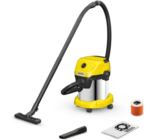 Строительный пылесос Karcher WD 3 S V-15/4/20 1000Вт (уборка: сухая) желтый Строительный пылесос Karcher WD 3 S V-15/4/20 1000Вт (уборка: сухая) желтый