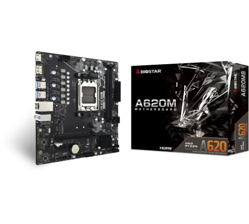 Материнская плата Biostar A620MS SocketAM5 AMD A620 2xDDR5 mATX AC`97 8ch(7.1) GbLAN RAID+HDMI+DP
