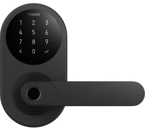 Умный замок Aqara Smart Door Lock U300 навесной разбл.отпеч.паль./код/пар/NFC/прил/мех.кл черный (DL-D02D_BL)